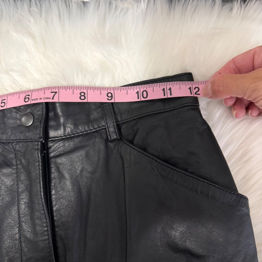 Vintage 80's - Genuine Leather Straight Maxi Skirt Black Size 4/XS - Picture 7 of 9